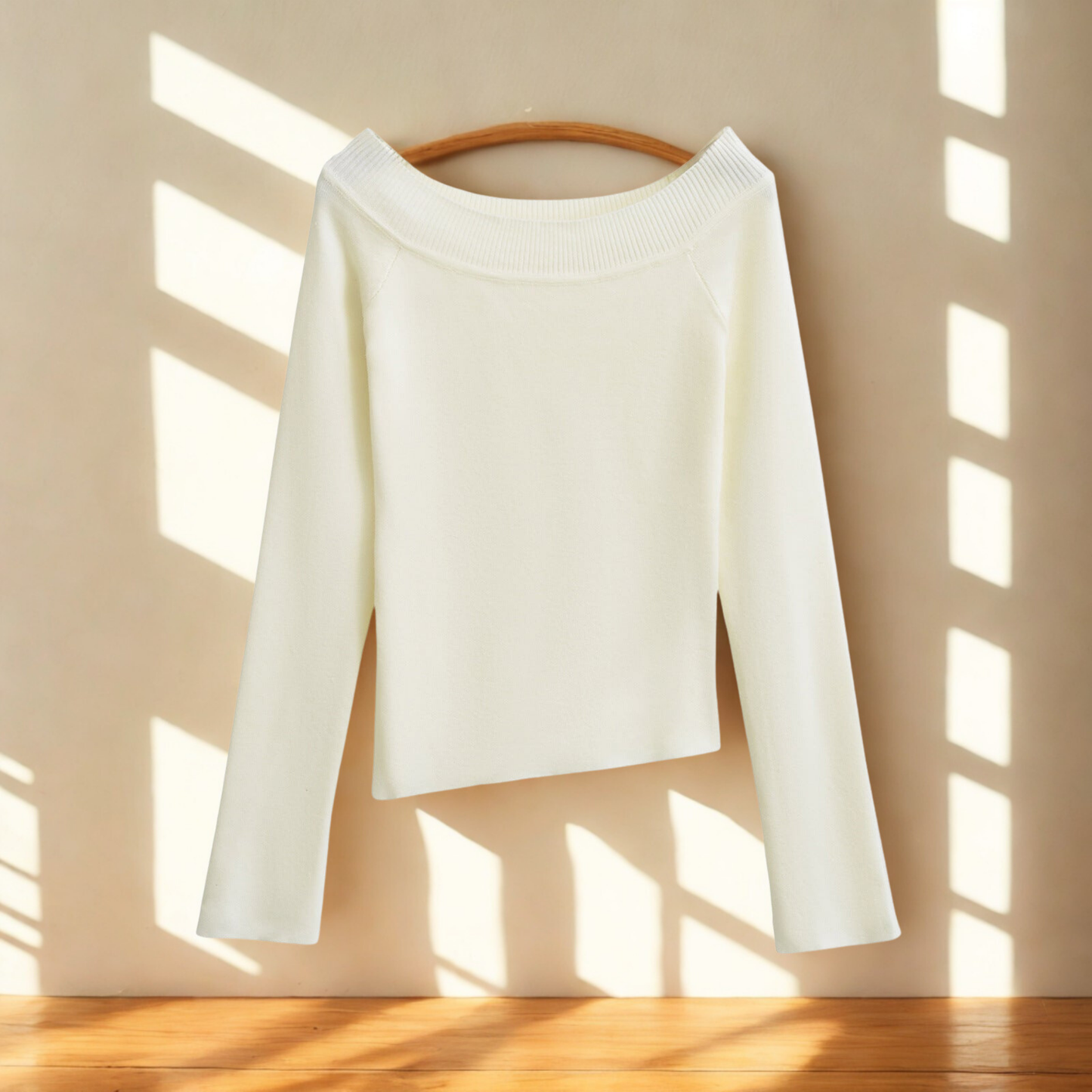 One line off shoulder slanted shoulder elastic slim fit top