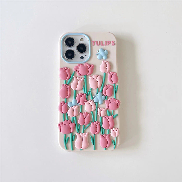 Tulip Butterfly Bush Apple 13 Applicable iPhone11/13promax Phone Case