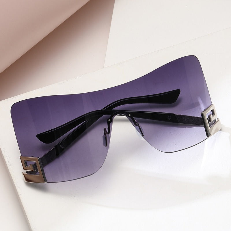 Large frame integrated sunglasses and sunglasses