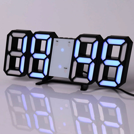 3D LED Digital Alarm Clock with Colorful Display, 12/24 Hour Format for Office, Living Room, Bedroom, Kitchen