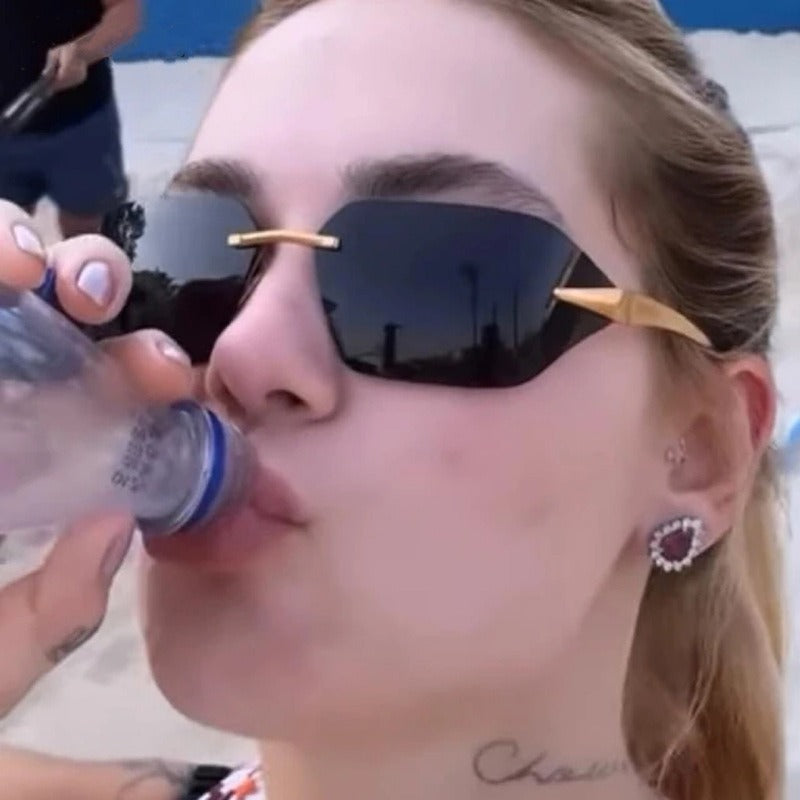 Frameless one-piece sunglasses for women's fashionable and personalized sunglasses