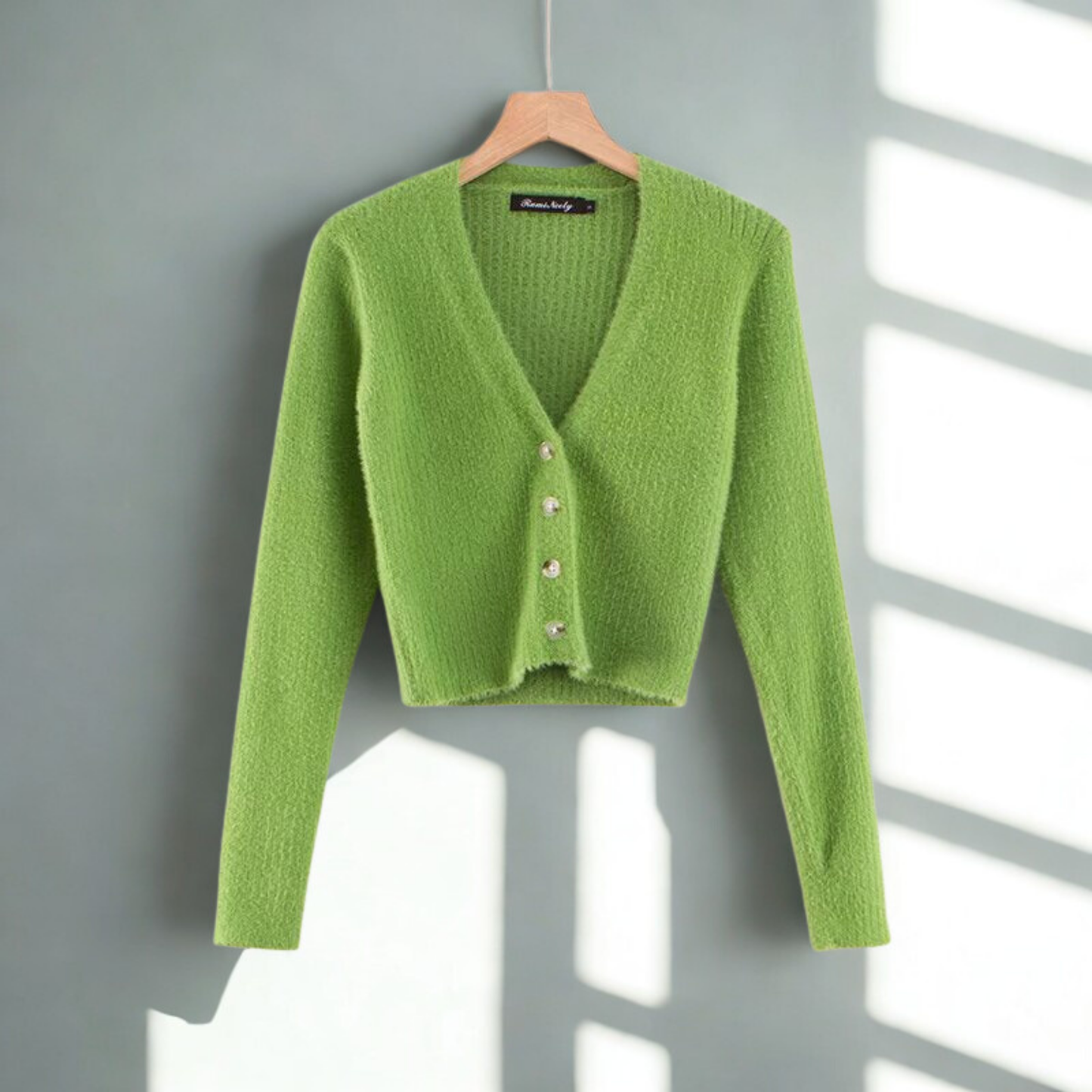 V-neck long sleeved cardigan sweater