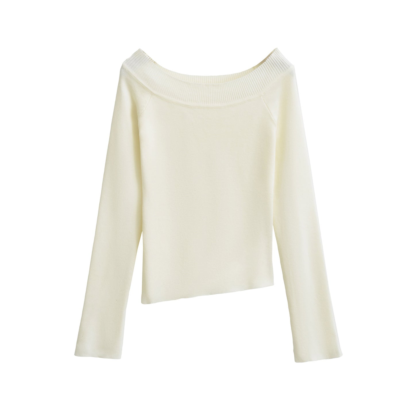 One line off shoulder slanted shoulder elastic slim fit top