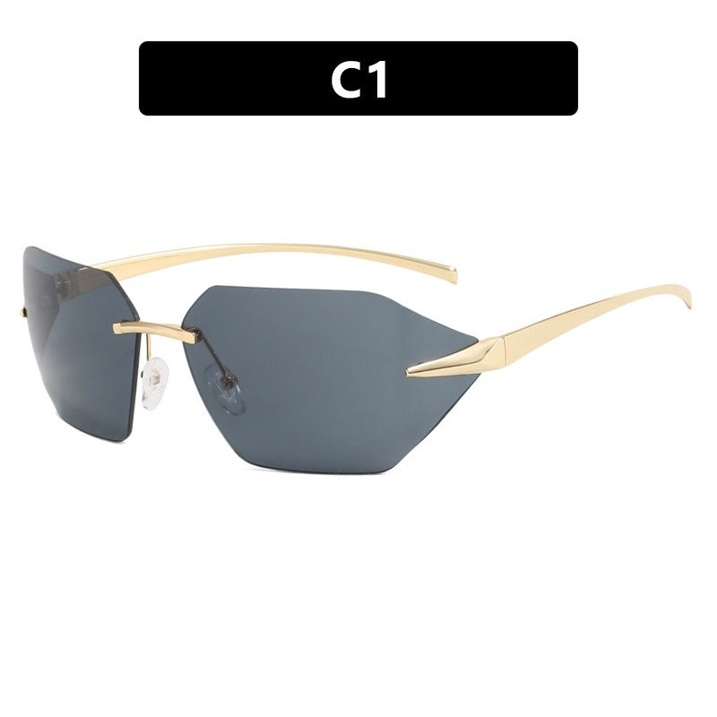 Frameless one-piece sunglasses for women's fashionable and personalized sunglasses