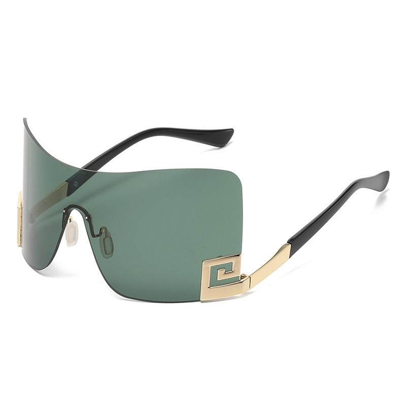 Large frame integrated sunglasses and sunglasses