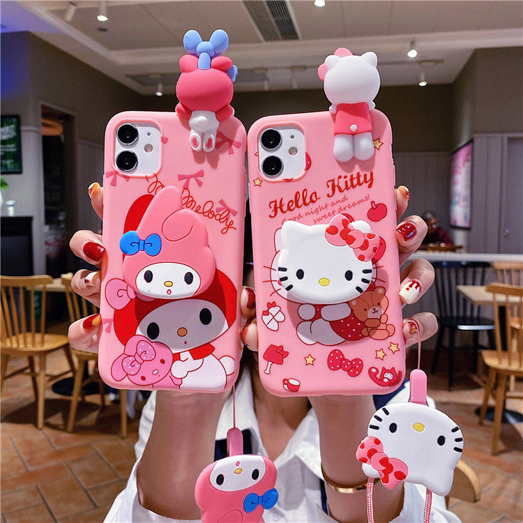 Cartoon Three-Dimensional Lying For Apple 12promax Mobile Phone Cover Melody iPhone13 Bracket 11 Cute XR