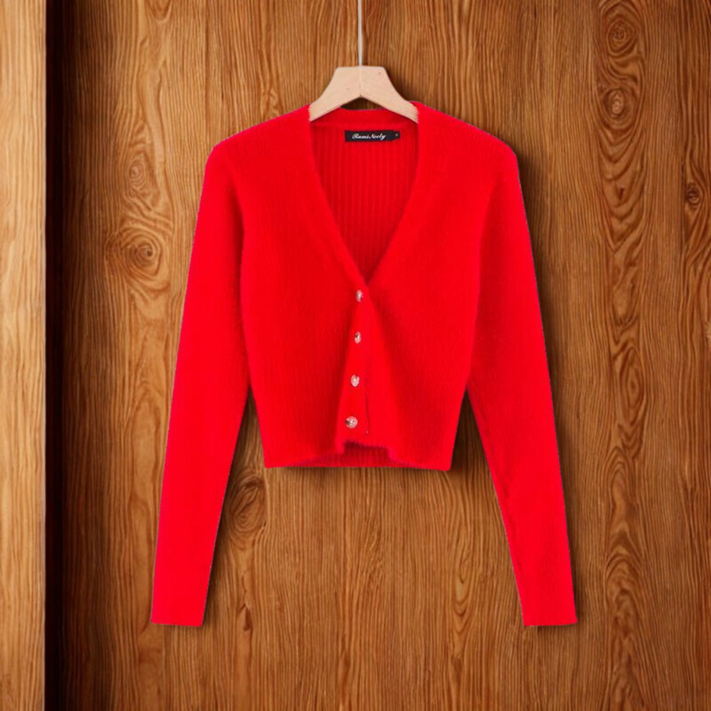 V-neck long sleeved cardigan sweater