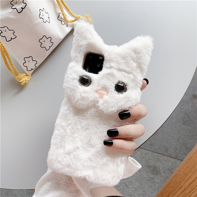 iPhone12 Mobile Phone Case Plush Cat Three-Dimensional Cartoon 13 Anti-fall Apple 11 Protective Cover XSMAX