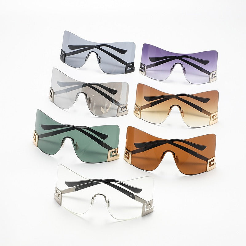 Large frame integrated sunglasses and sunglasses