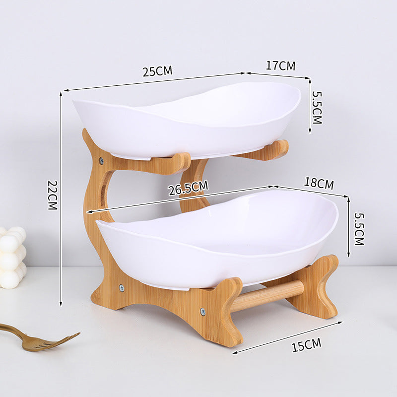 Calm Cozy 3-Tier Bamboe Fruitmand - Wit 3-Laags Fruitmandhouder Voor Keuken
