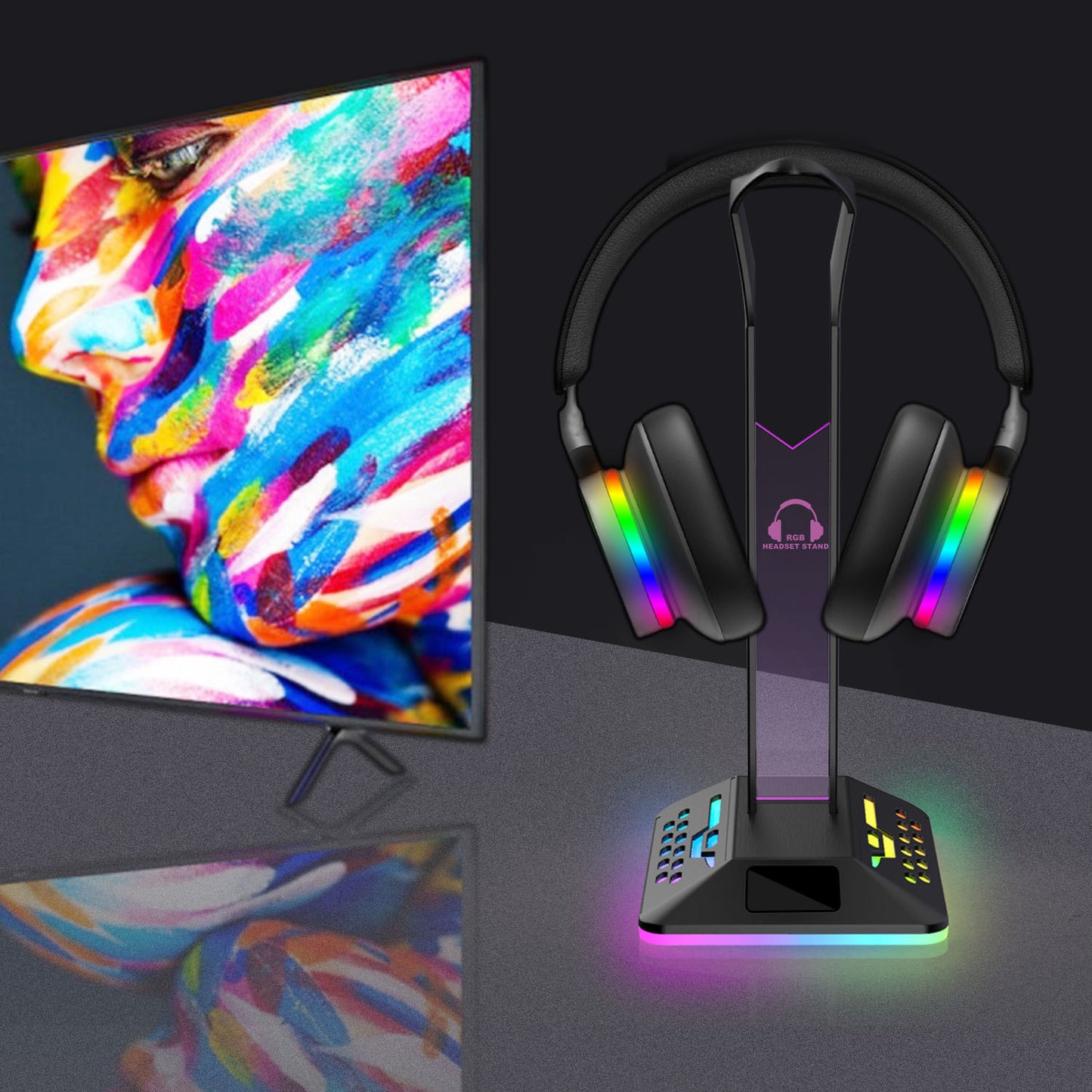Earphone holder RGB, Amazon's best-selling color changing and glowing esports RGB headphone holder