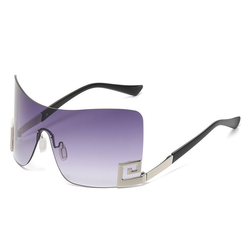 Large frame integrated sunglasses and sunglasses
