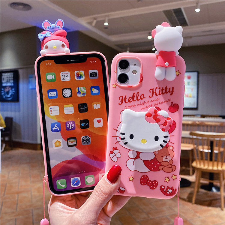 Cartoon Three-Dimensional Lying For Apple 12promax Mobile Phone Cover Melody iPhone13 Bracket 11 Cute XR
