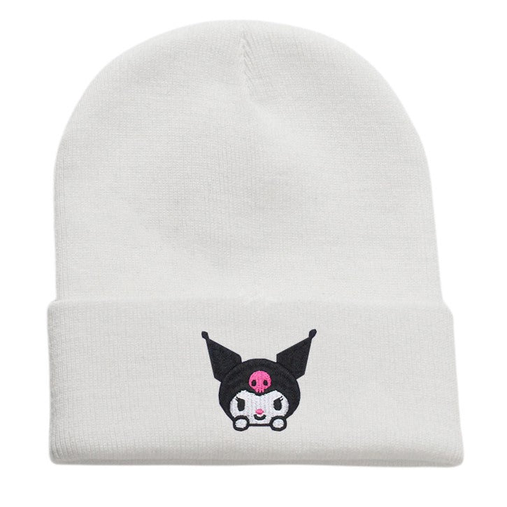 Cute cartoon Sanrio embroidered knitted hat, jade laurel dog wool hat, Kuromi pullover hat, cat warm hat