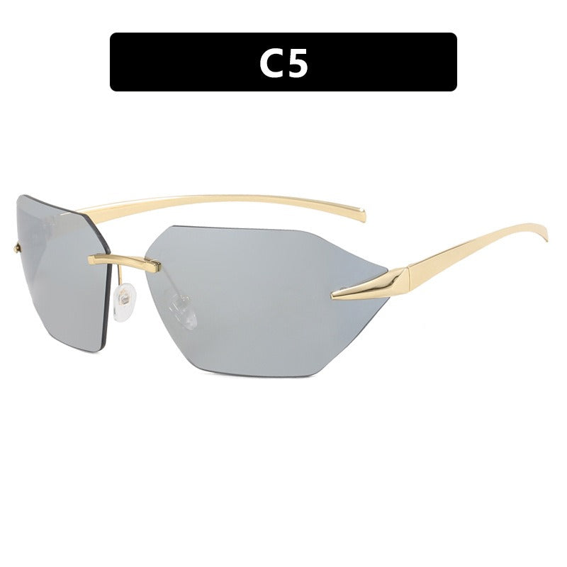 Frameless one-piece sunglasses for women's fashionable and personalized sunglasses