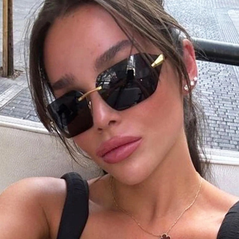Frameless one-piece sunglasses for women's fashionable and personalized sunglasses