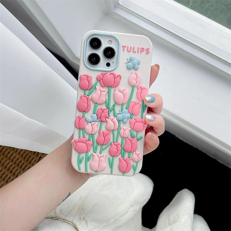 Tulip Butterfly Bush Apple 13 Applicable iPhone11/13promax Phone Case
