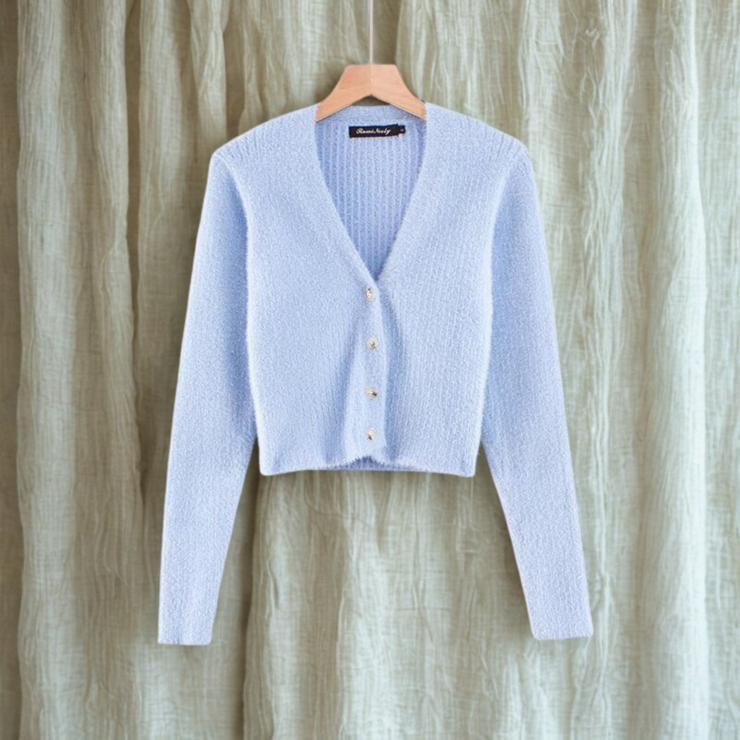 V-neck long sleeved cardigan sweater